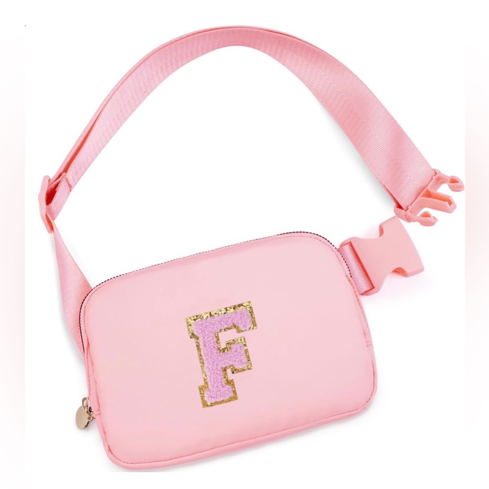 F Initial Personalized Fanny Pack in Pink